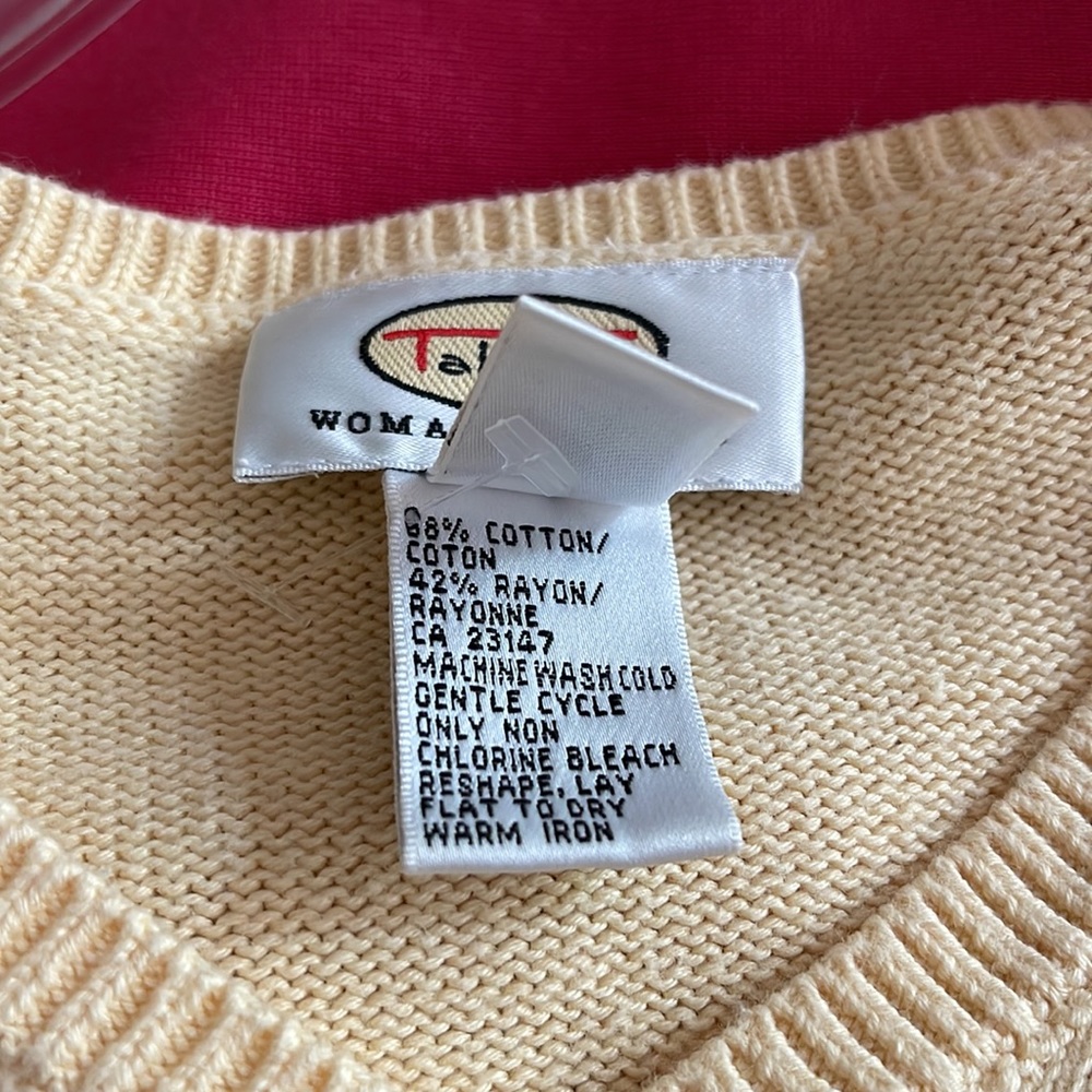 Vintage Talbots Yellow V Neck Shortsleeved Sweater Cotton Blend NWOT - Picture 6 of 7